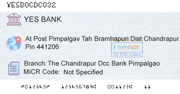 Yes Bank The Chandrapur Dcc Bank PimpalgaoBranch 