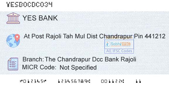 Yes Bank The Chandrapur Dcc Bank RajoliBranch 