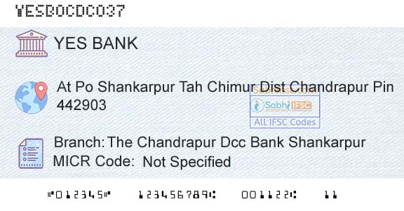 Yes Bank The Chandrapur Dcc Bank ShankarpurBranch 