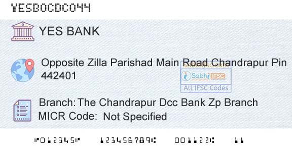 Yes Bank The Chandrapur Dcc Bank Zp BranchBranch 