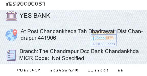 Yes Bank The Chandrapur Dcc Bank ChandankhdaBranch 