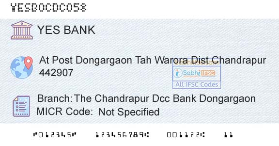 Yes Bank The Chandrapur Dcc Bank DongargaonBranch 
