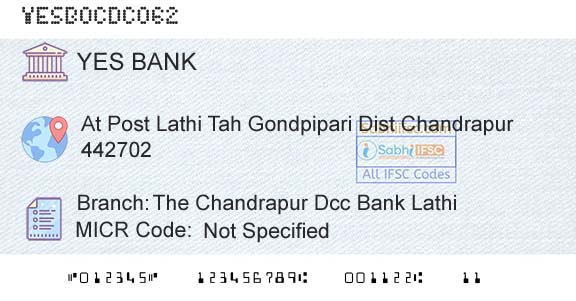 Yes Bank The Chandrapur Dcc Bank LathiBranch 