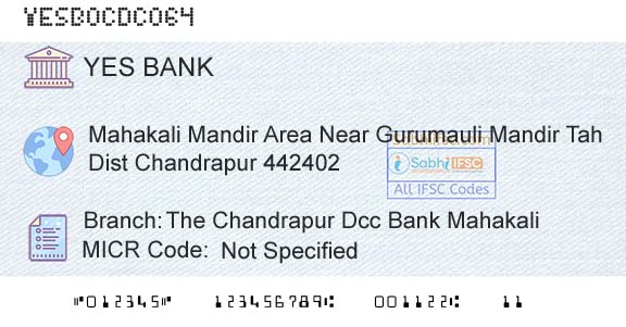 Yes Bank The Chandrapur Dcc Bank MahakaliBranch 