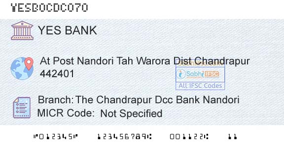 Yes Bank The Chandrapur Dcc Bank NandoriBranch 
