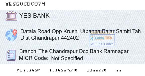 Yes Bank The Chandrapur Dcc Bank RamnagarBranch 