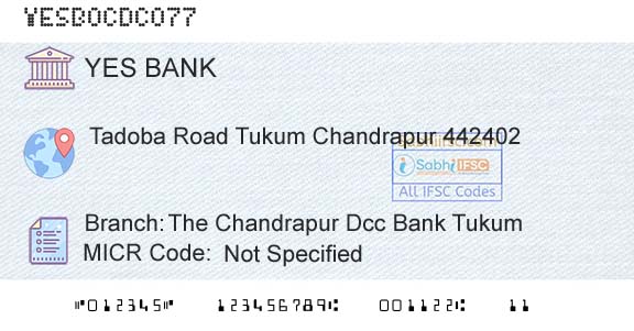 Yes Bank The Chandrapur Dcc Bank TukumBranch 