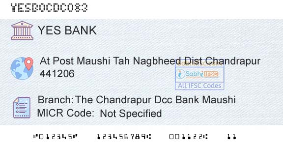 Yes Bank The Chandrapur Dcc Bank MaushiBranch 