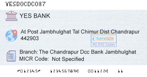 Yes Bank The Chandrapur Dcc Bank JambhulghatBranch 