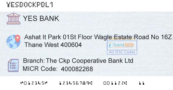 Yes Bank The Ckp Cooperative Bank LtdBranch 