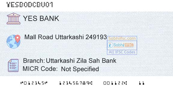 Yes Bank Uttarkashi Zila Sah BankBranch 