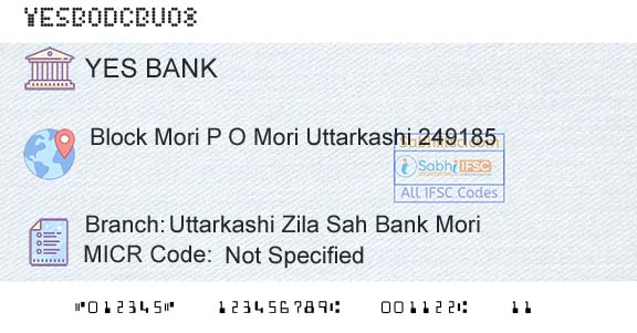 Yes Bank Uttarkashi Zila Sah Bank MoriBranch 
