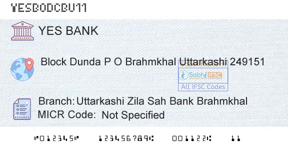 Yes Bank Uttarkashi Zila Sah Bank BrahmkhalBranch 