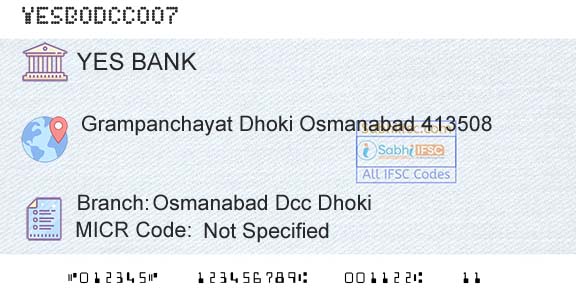 Yes Bank Osmanabad Dcc DhokiBranch 