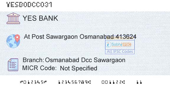 Yes Bank Osmanabad Dcc SawargaonBranch 