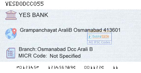 Yes Bank Osmanabad Dcc Arali BBranch 