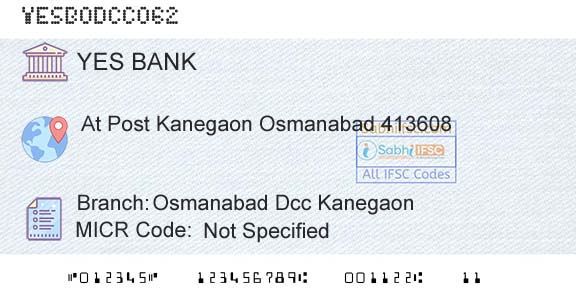 Yes Bank Osmanabad Dcc KanegaonBranch 