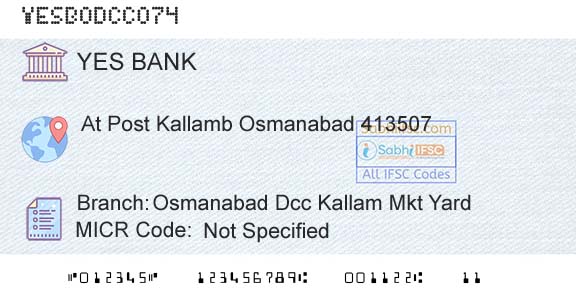 Yes Bank Osmanabad Dcc Kallam Mkt YardBranch 