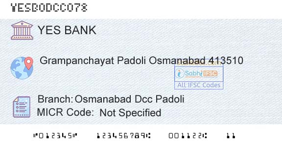 Yes Bank Osmanabad Dcc PadoliBranch 