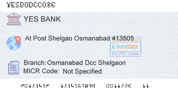 Yes Bank Osmanabad Dcc ShelgaonBranch 