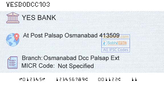Yes Bank Osmanabad Dcc Palsap ExtBranch 