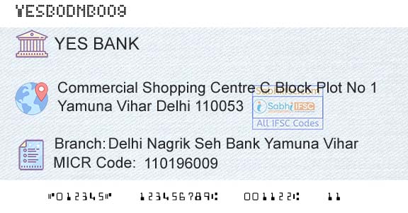 Yes Bank Delhi Nagrik Seh Bank Yamuna ViharBranch 