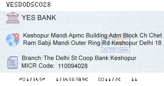 Yes Bank The Delhi St Coop Bank KeshopurBranch 