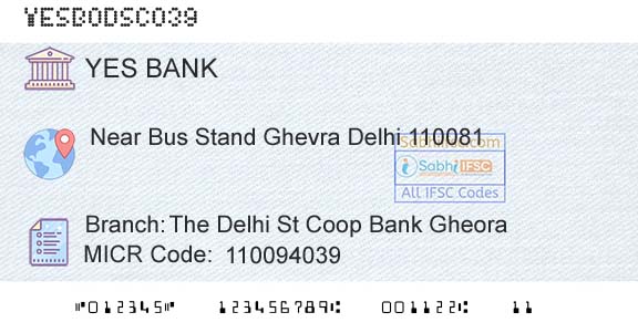 Yes Bank The Delhi St Coop Bank GheoraBranch 