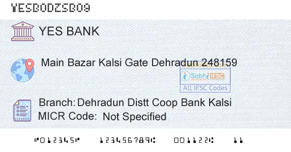Yes Bank Dehradun Distt Coop Bank KalsiBranch 