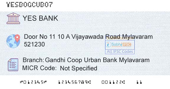Yes Bank Gandhi Coop Urban Bank MylavaramBranch 