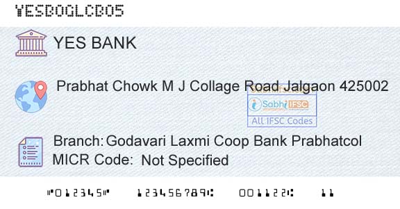 Yes Bank Godavari Laxmi Coop Bank PrabhatcolBranch 