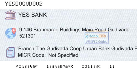 Yes Bank The Gudivada Coop Urban Bank Gudivada BazarBranch 