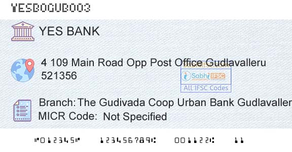 Yes Bank The Gudivada Coop Urban Bank GudlavalleruBranch 
