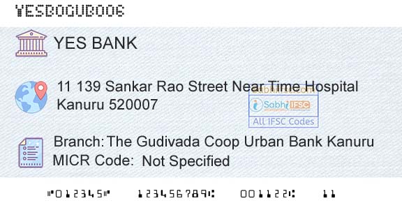 Yes Bank The Gudivada Coop Urban Bank KanuruBranch 