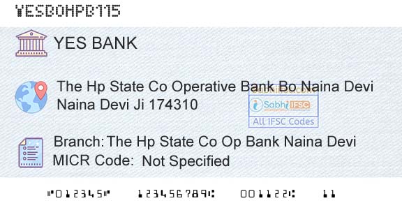 Yes Bank The Hp State Co Op Bank Naina DeviBranch 