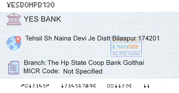 Yes Bank The Hp State Coop Bank GolthaiBranch 