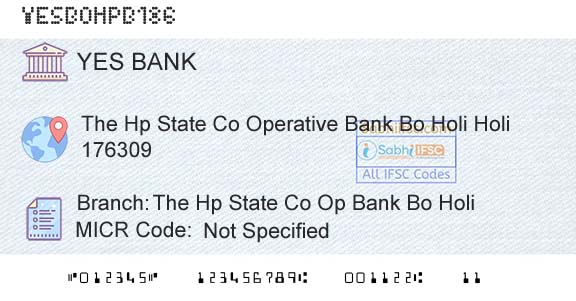 Yes Bank The Hp State Co Op Bank Bo HoliBranch 