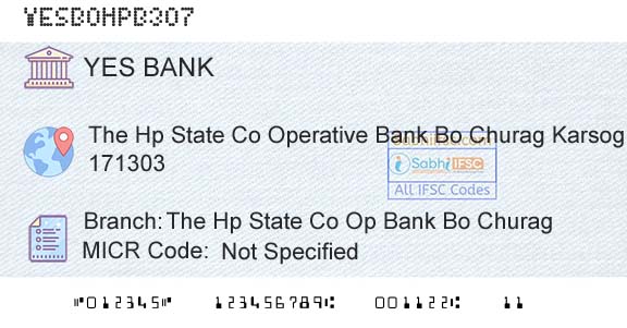 Yes Bank The Hp State Co Op Bank Bo ChuragBranch 
