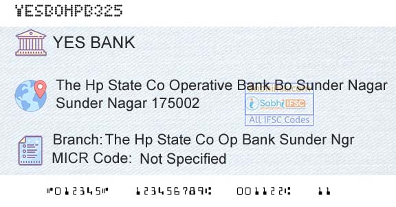 Yes Bank The Hp State Co Op Bank Sunder NgrBranch 