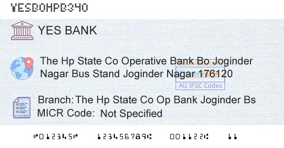 Yes Bank The Hp State Co Op Bank Joginder BsBranch 