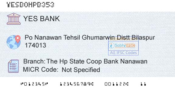 Yes Bank The Hp State Coop Bank NanawanBranch 