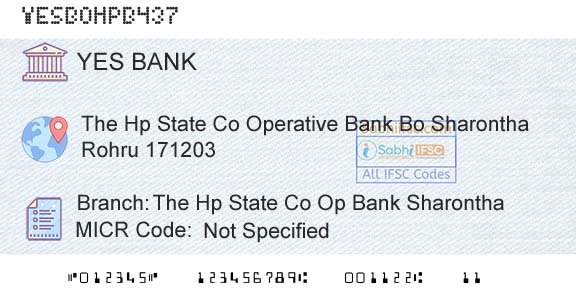 Yes Bank The Hp State Co Op Bank SharonthaBranch 