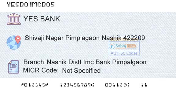 Yes Bank Nashik Distt Imc Bank PimpalgaonBranch 