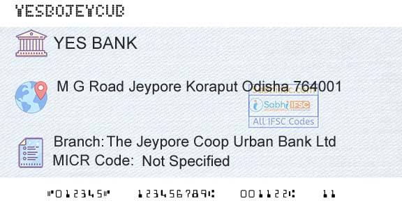 Yes Bank The Jeypore Coop Urban Bank LtdBranch 