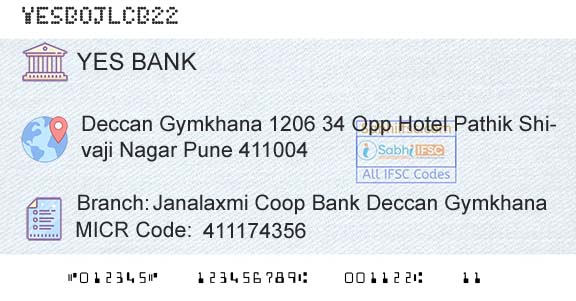 Yes Bank Janalaxmi Coop Bank Deccan GymkhanaBranch 