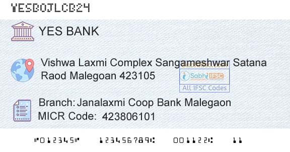 Yes Bank Janalaxmi Coop Bank MalegaonBranch 