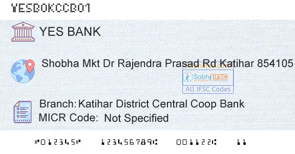 Yes Bank Katihar District Central Coop BankBranch 