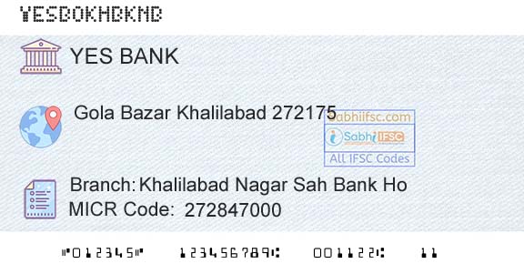 Yes Bank Khalilabad Nagar Sah Bank HoBranch 