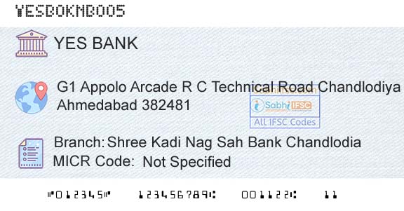 Yes Bank Shree Kadi Nag Sah Bank ChandlodiaBranch 