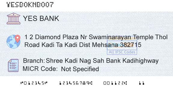 Yes Bank Shree Kadi Nag Sah Bank KadihighwayBranch 